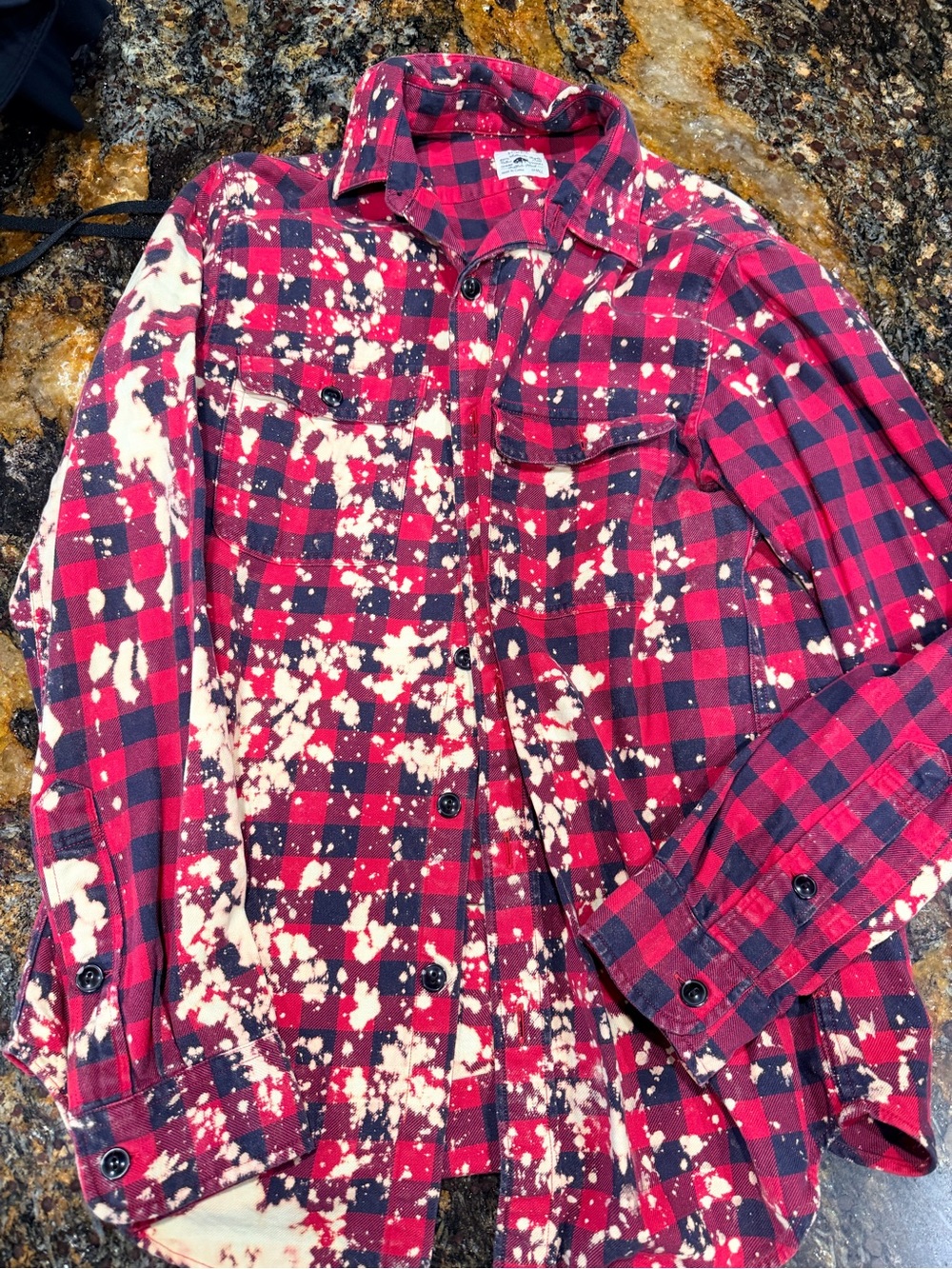 Red Hot Chili Peppers Bleached Plaid Patchback Shirt - Picture 2 of 3